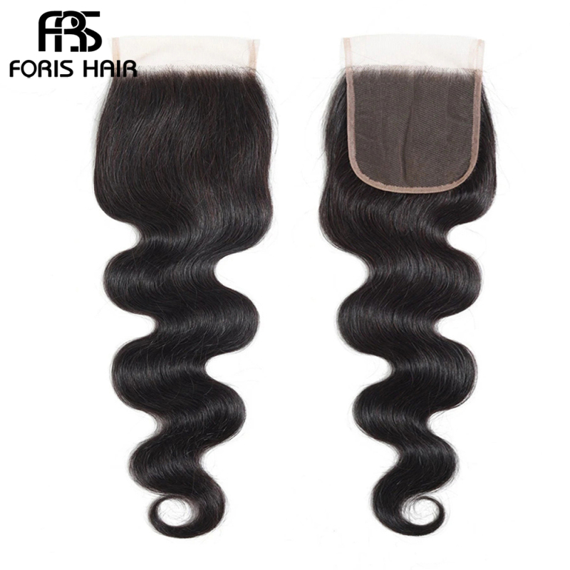 FORIS HAIR Brazilian Body Wave Virgin Hair 3 Bundles With Lace Closure Natural Color