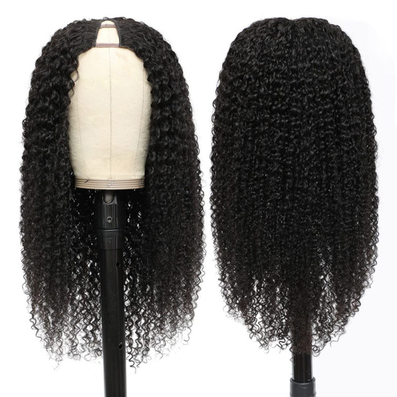 FORIS HAIR U V Part Kinky Curly Virgin Human Hair Wig