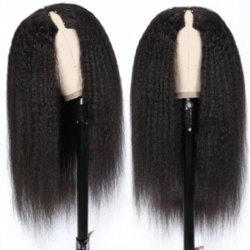 FORIS HAIR U V Part Kinky Straight Virgin Human Hair Wig