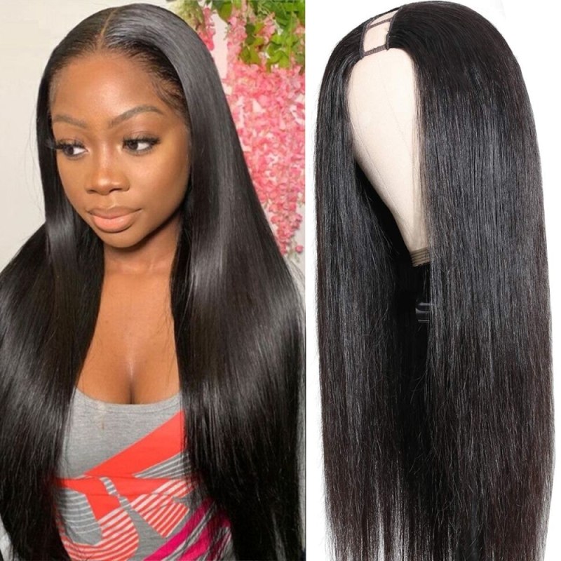 FORIS HAIR U V Part Straight Virgin Human Hair Wig