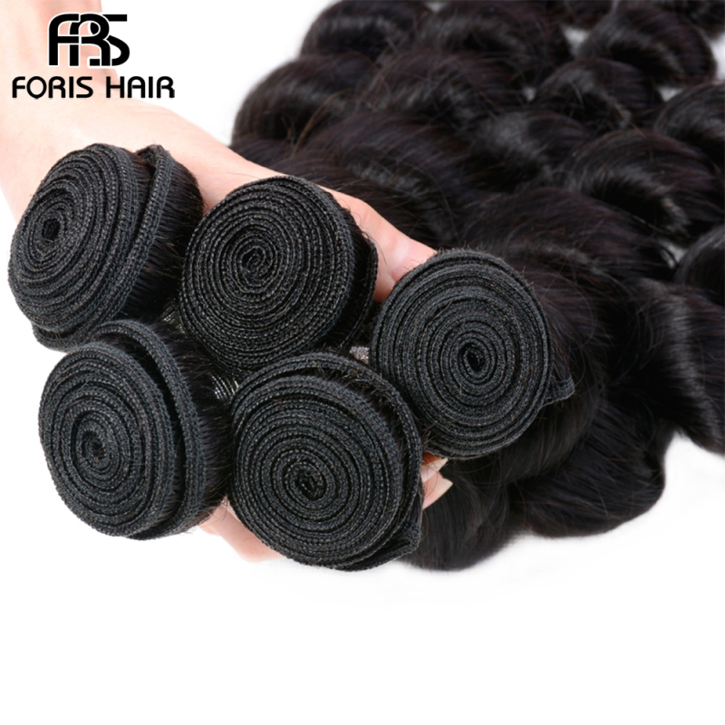 FORIS HAIR Loose Wave Virgin Human Hair Extensions 3 Bundles Natural Color