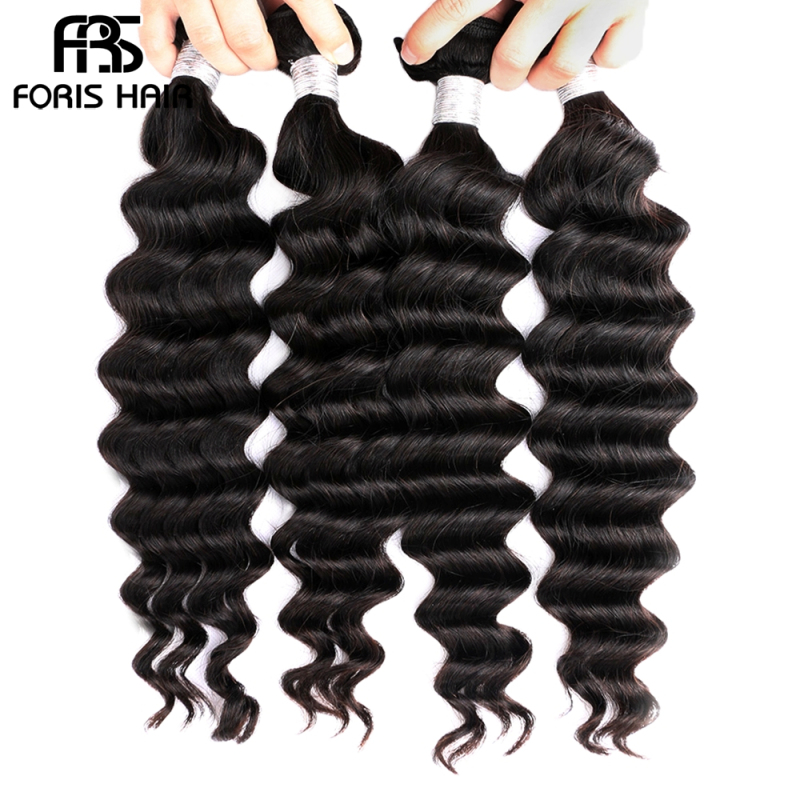 FORIS HAIR Loose Deep Virgin Human Hair Extensions 3 Bundles Natural Color