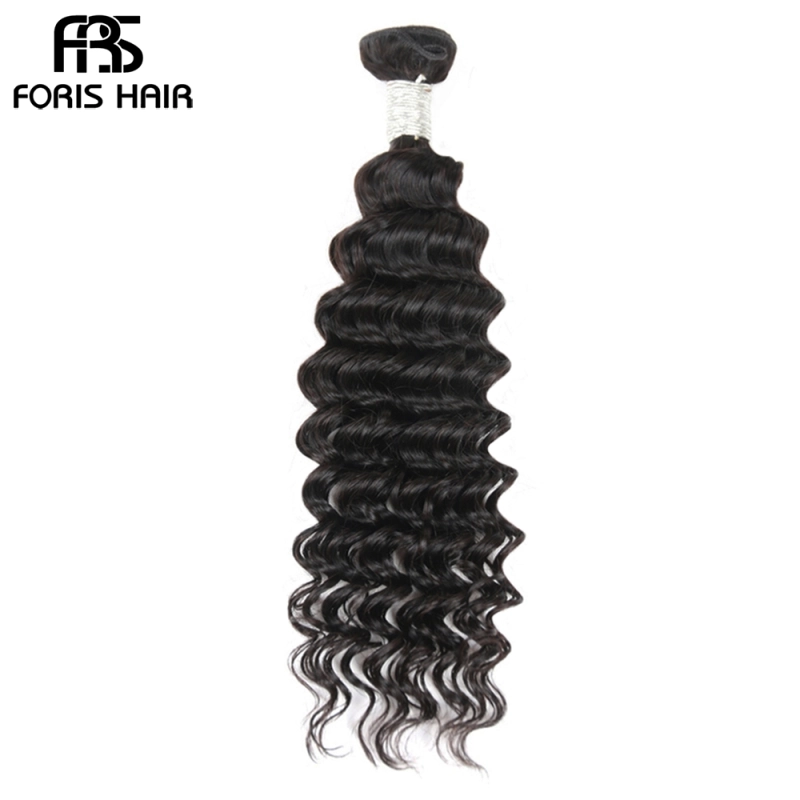 FORIS HAIR Deep Wave Virgin Human Hair Extensions 4 Bundles Natural Color