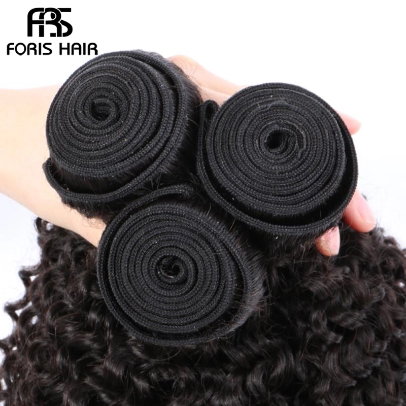 FORIS HAIR Kinky Curly Virgin Human Hair Extensions 3 Bundles Natural Color