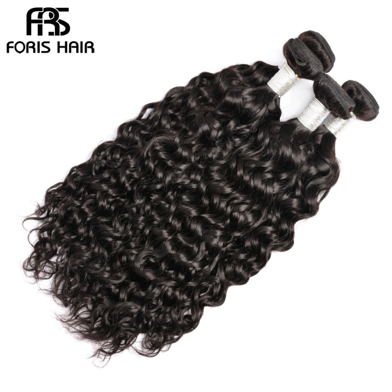 FORIS HAIR Water Wave Virgin Human Hair Extensions 3 Bundles Natural Color