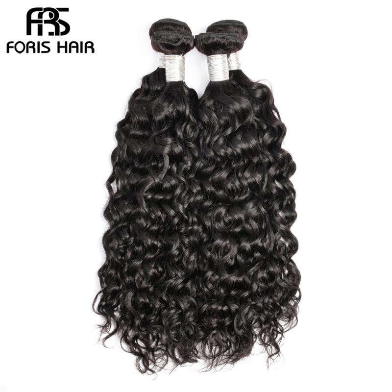 FORIS HAIR Water Wave Virgin Human Hair Extensions 3 Bundles Natural Color