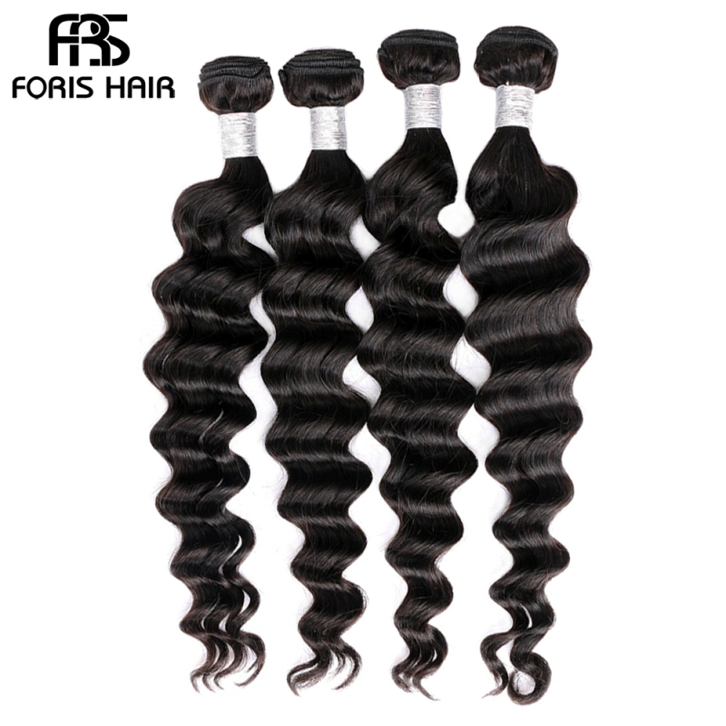 FORIS HAIR Loose Deep Virgin Human Hair Extensions 3 Bundles Natural Color