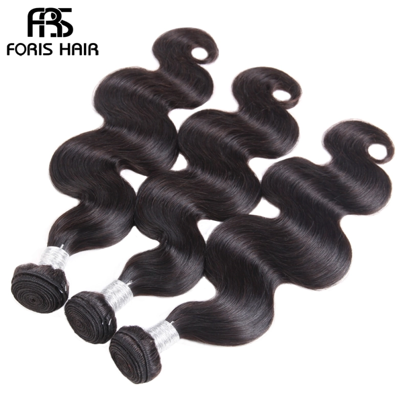 FORIS HAIR Body Wave Virgin Human Hair Extensions 3 Bundles Natural Color