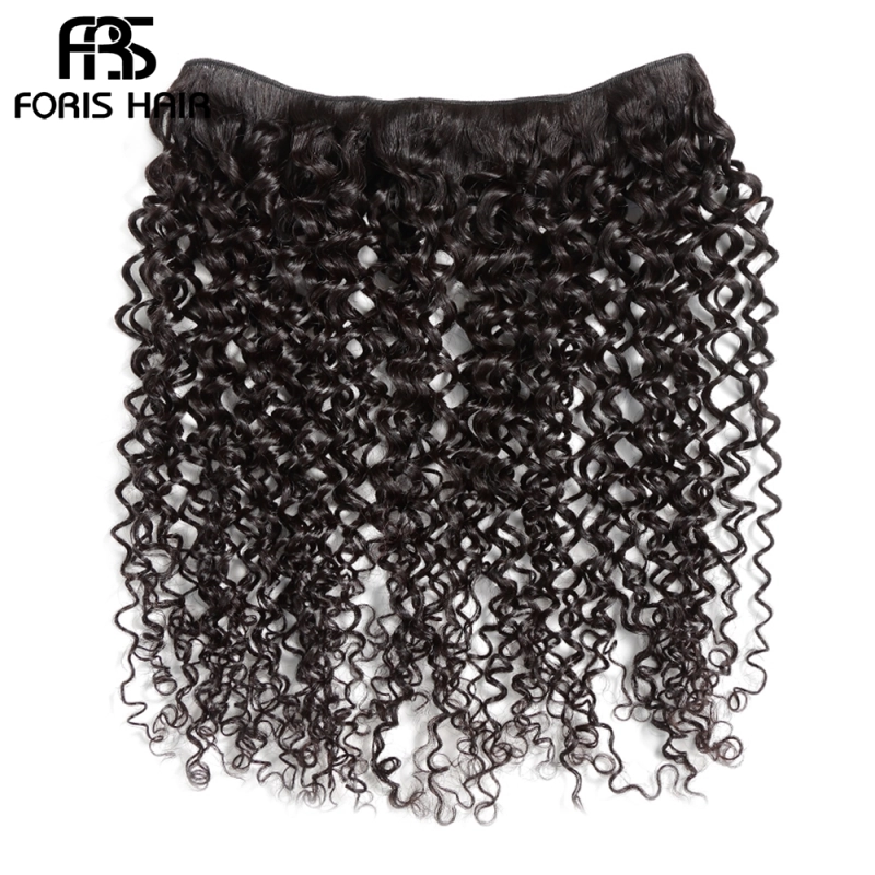 FORIS HAIR Kinky Curly Virgin Human Hair Extensions 4 Bundles Natural Color