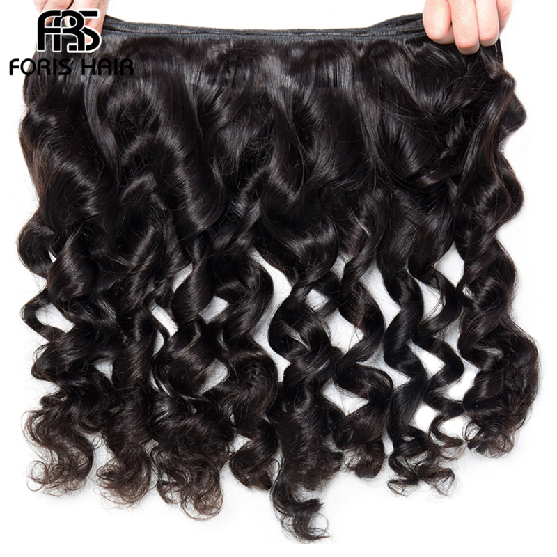 FORIS HAIR Loose Wave Virgin Human Hair Extensions 4 Bundles Natural Color