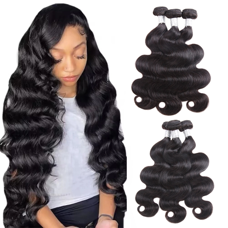 FORIS HAIR Body Wave Virgin Human Hair Extensions 3 Bundles Natural Color