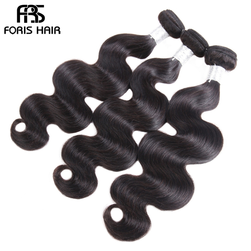 FORIS HAIR Body Wave Virgin Human Hair Extensions 3 Bundles Natural Color