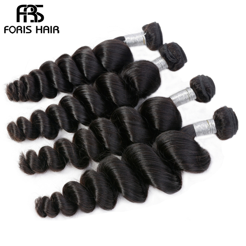 FORIS HAIR Loose Wave Virgin Human Hair Extensions 3 Bundles Natural Color