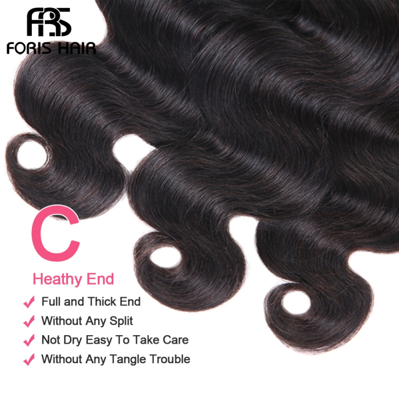 FORIS HAIR Body Wave Virgin Human Hair Extensions 3 Bundles Natural Color