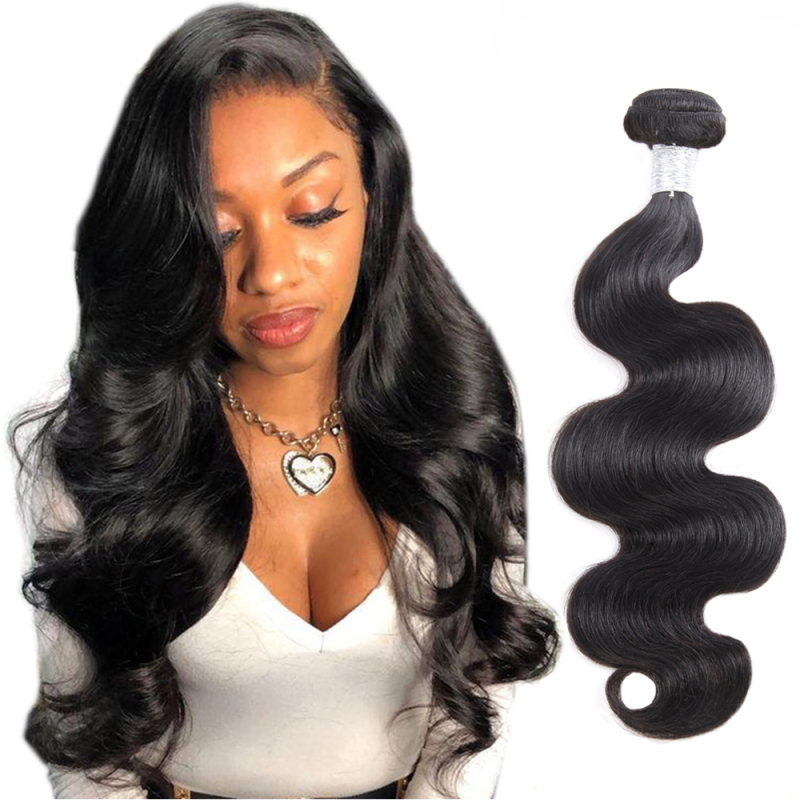 FORIS HAIR Body Wave Virgin Human Hair Extensions 4 Bundles Natural Color