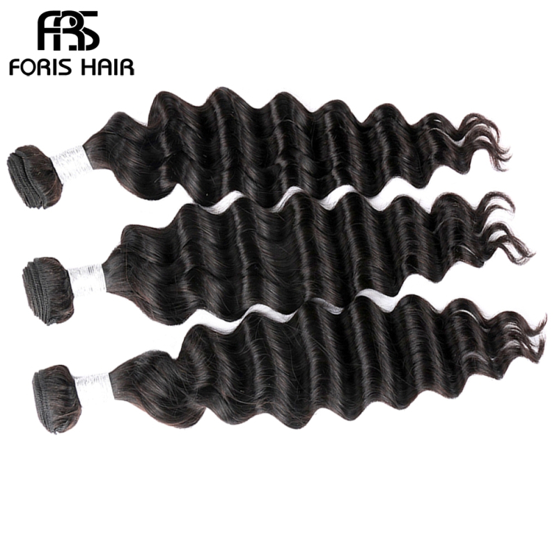 FORIS HAIR Loose Deep Virgin Human Hair Extensions 3 Bundles Natural Color