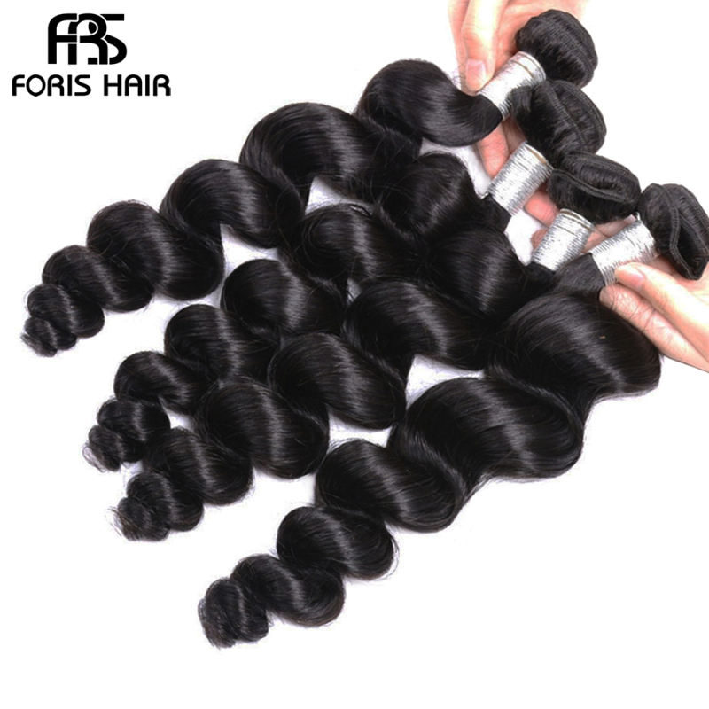 FORIS HAIR Loose Wave Virgin Human Hair Extensions 3 Bundles Natural Color