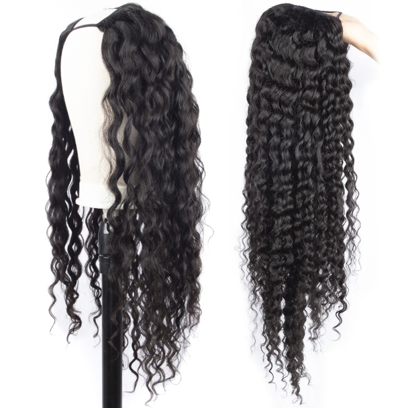 FORIS HAIR U V Part Deep Wave Virgin Human Hair Wig