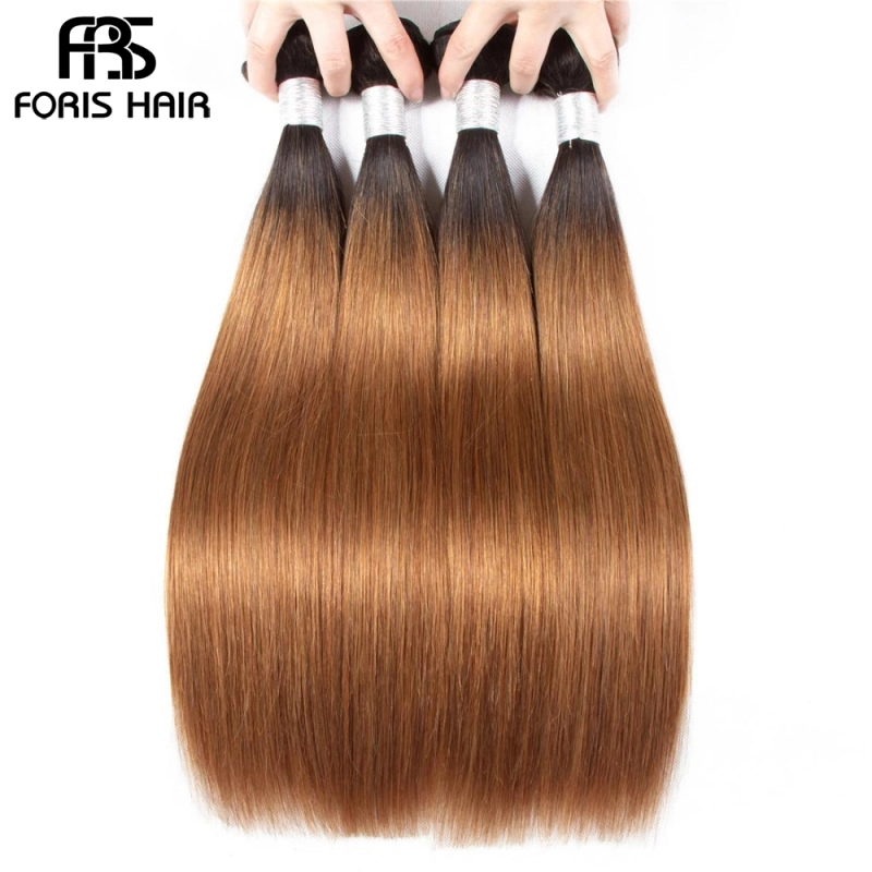 NAMI HAIR Ombre Color T1B/30 Brazilian Straight Human Hair Extensions 4 Bundles