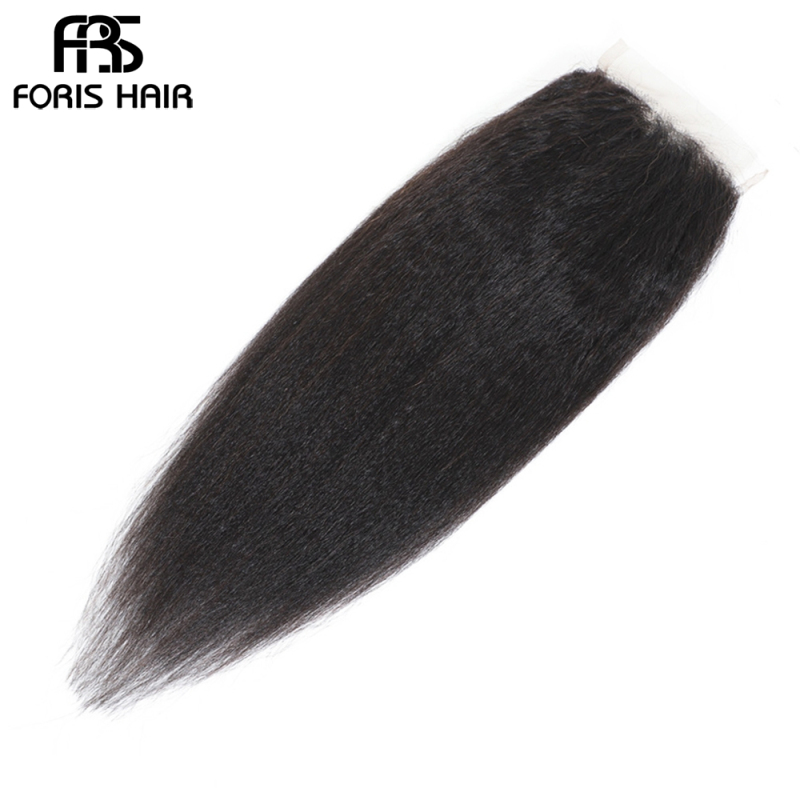 FORIS HAIR 4x4 Lace Closure Kinky Straight Virgin Human Hair Natural Color