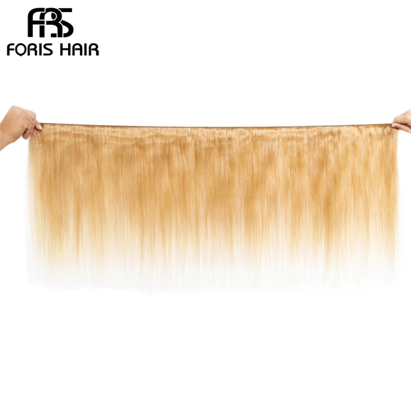 FORIS HAIR 27 Blonde Color Brazilian Straight Human Hair Extensions 3 Bundles