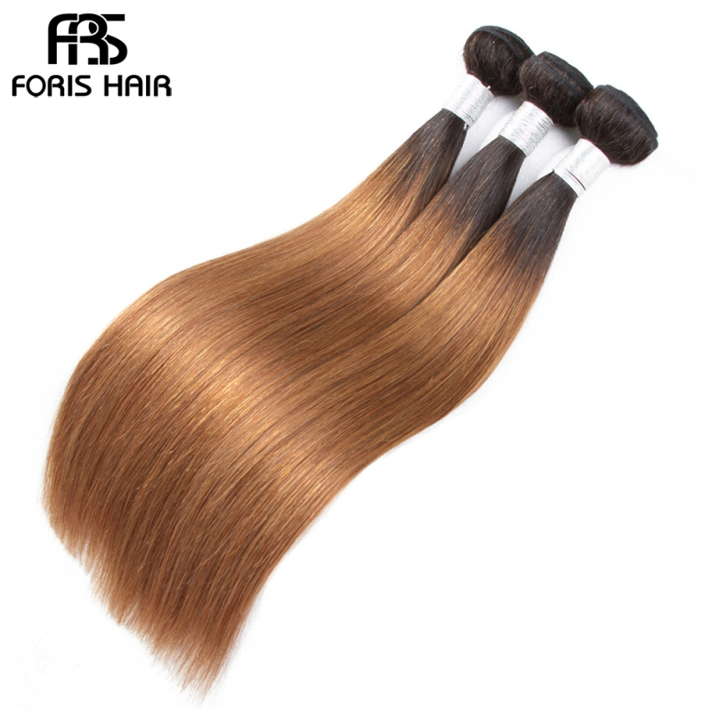 NAMI HAIR Ombre Color T1B/30 Brazilian Straight Human Hair Extensions 3 Bundles