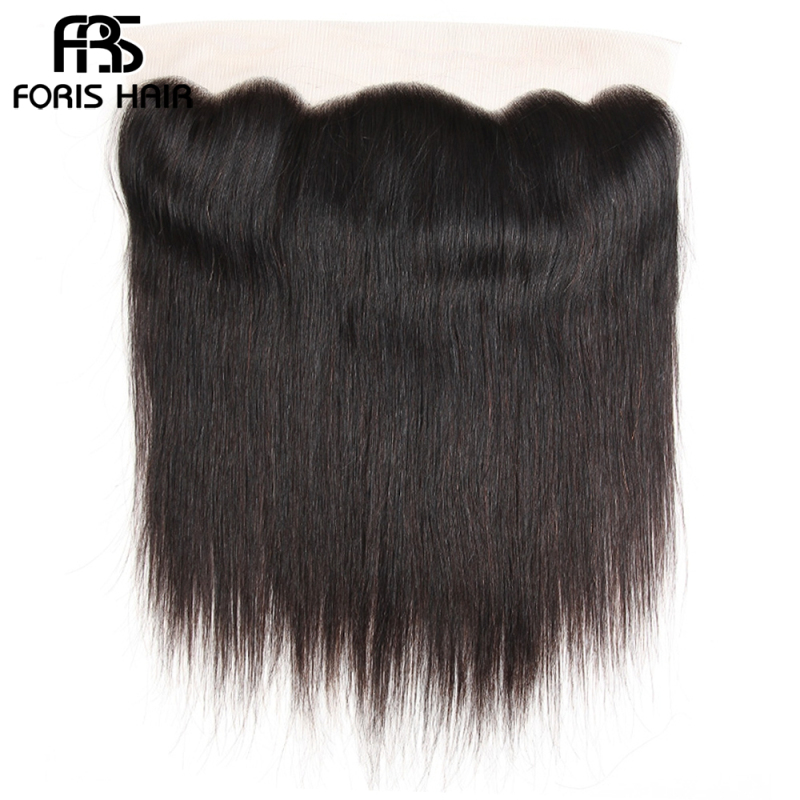 FORIS HAIR Brazilian Straight Virgin Hair 3 Bundles With Lace Frontal Closure Natural Color