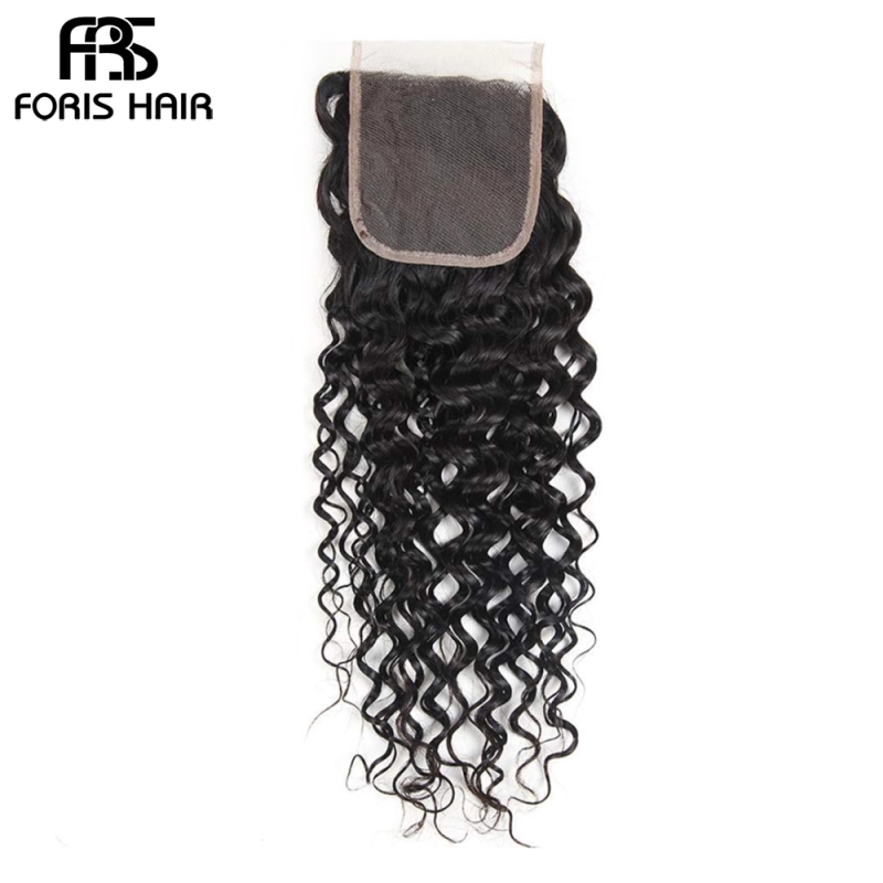 FORIS HAIR 4x4 Lace Closure Water Wave Virgin Human Hair Natural Color