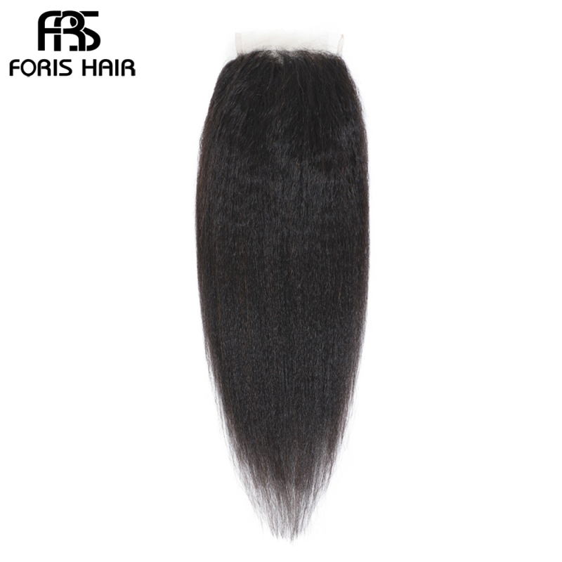 FORIS HAIR 4x4 Lace Closure Kinky Straight Virgin Human Hair Natural Color