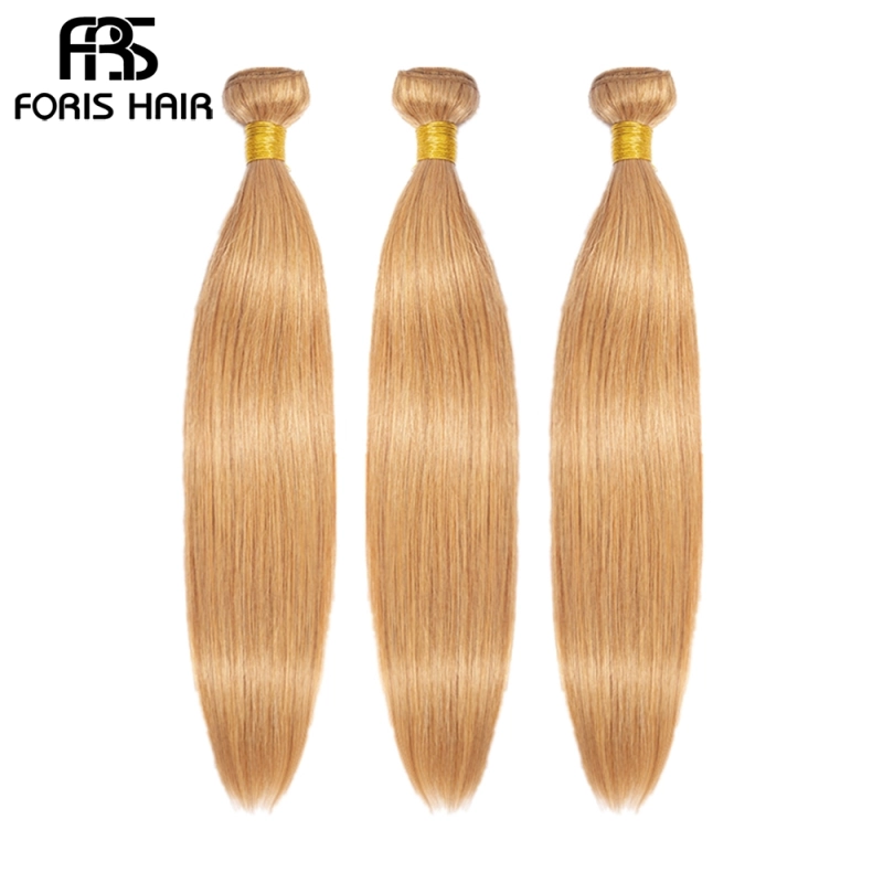 FORIS HAIR 27 Blonde Color Brazilian Straight Human Hair Extensions 3 Bundles