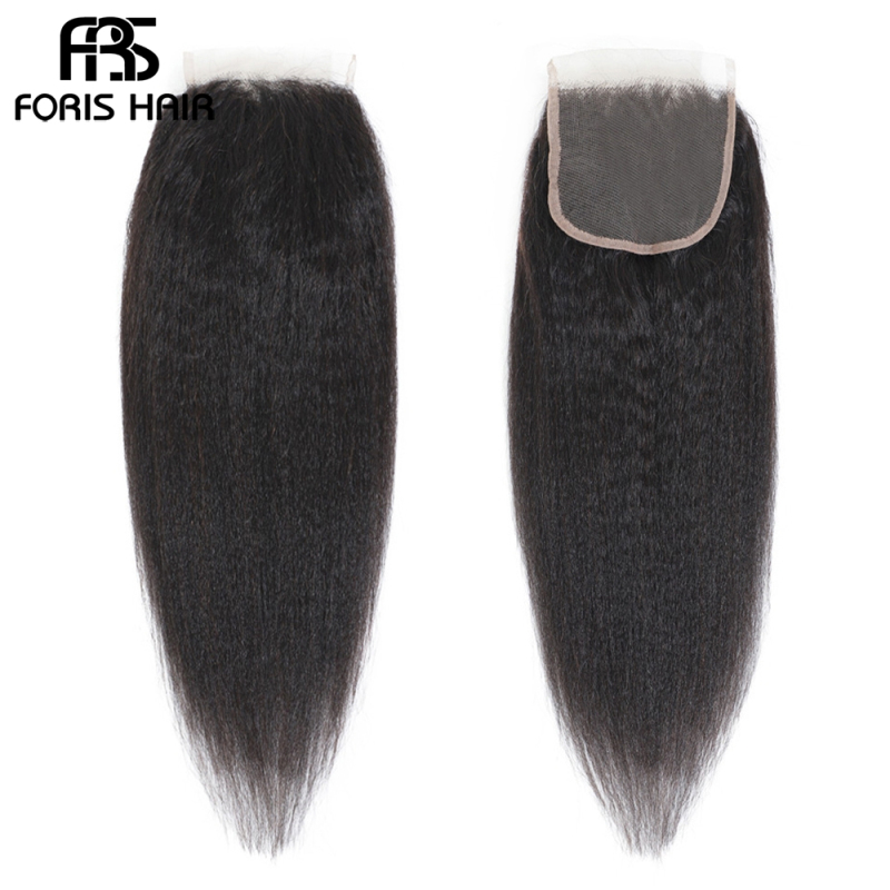 FORIS HAIR 4x4 Lace Closure Kinky Straight Virgin Human Hair Natural Color