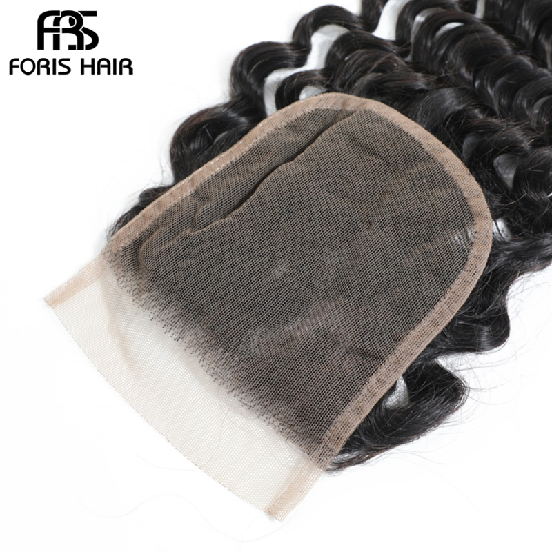 FORIS HAIR 4x4 Lace Closure Deep Wave Virgin Human Hair Natural Color