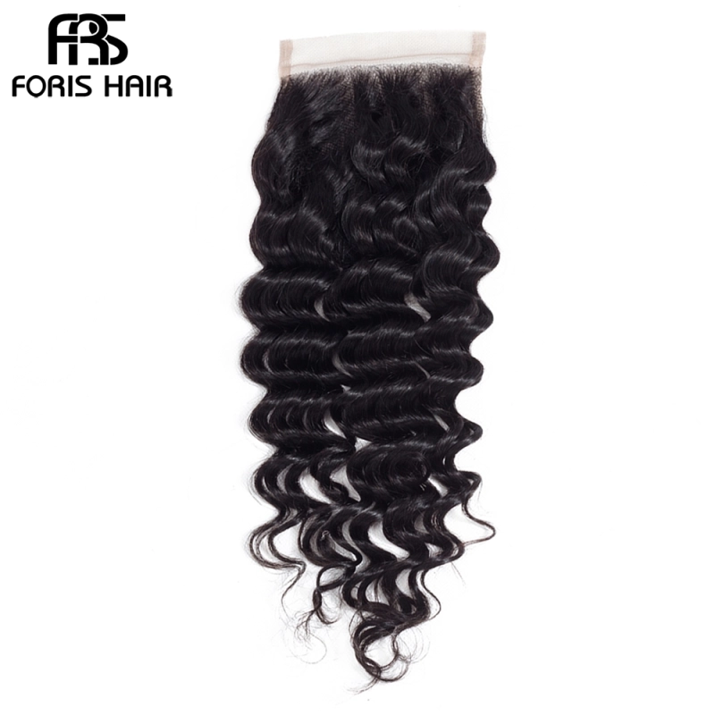 FORIS HAIR 4x4 Lace Closure Loose Deep Wave Virgin Human Hair Natural Color