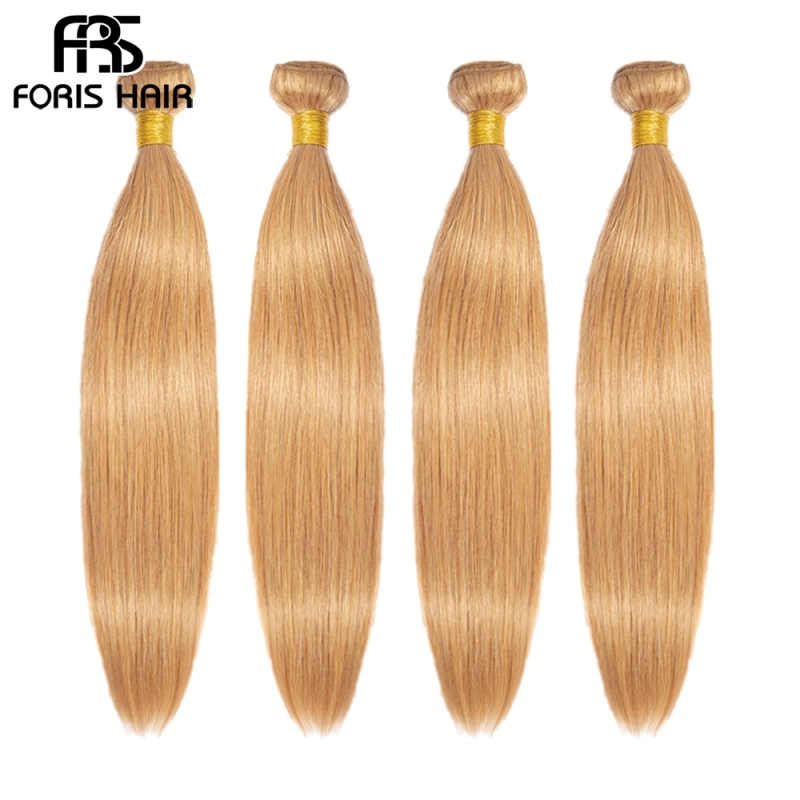 FORIS HAIR 27 Blonde Color Brazilian Straight Human Hair Extensions 3 Bundles