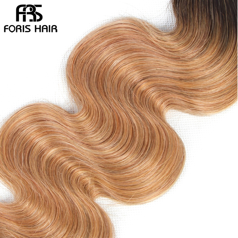 FORIS HAIR Ombre Color T1B/27 Brazilian Body Wave Human Hair Extensions 4 Bundles