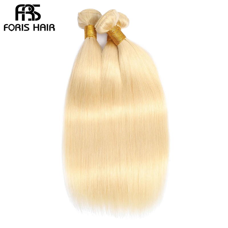 FORIS HAIR Blonde 613 Color Brazilian Straight Virgin Human Hair Extensions 4 Bundles