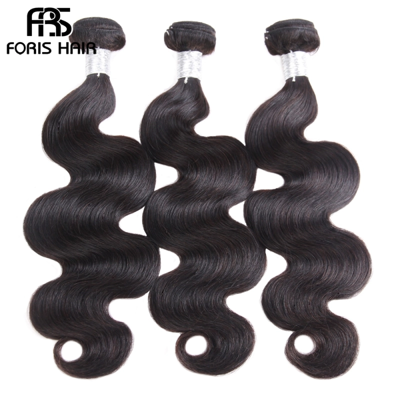 FORIS HAIR Brazilian Body Wave Virgin Hair 4 Bundles With Lace Closure Natural Color