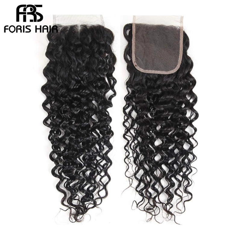 FORIS HAIR 4x4 Lace Closure Water Wave Virgin Human Hair Natural Color