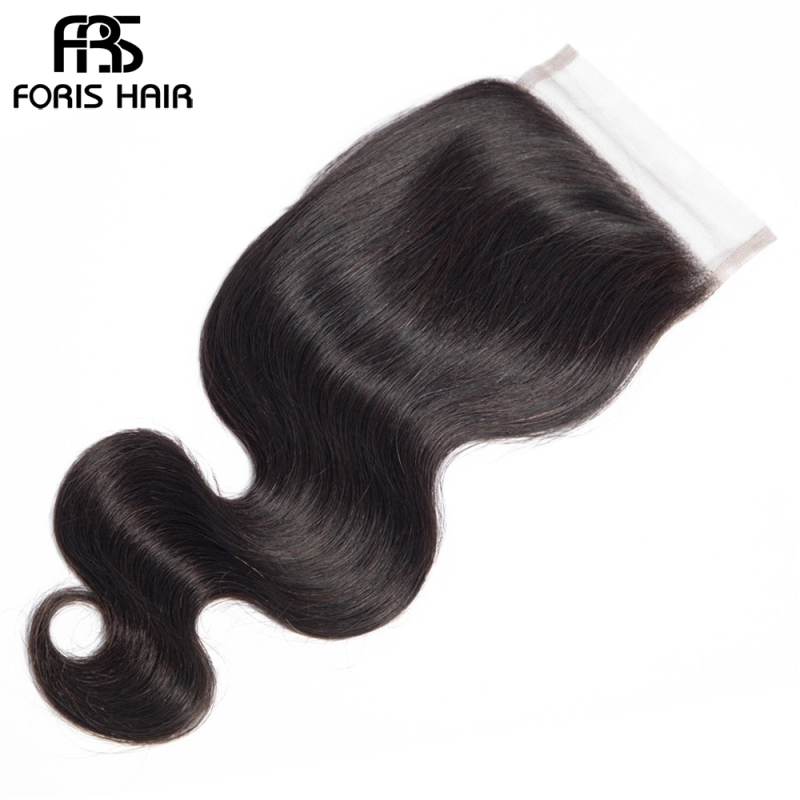 FORIS HAIR Brazilian Body Wave Virgin Hair 4 Bundles With Lace Closure Natural Color