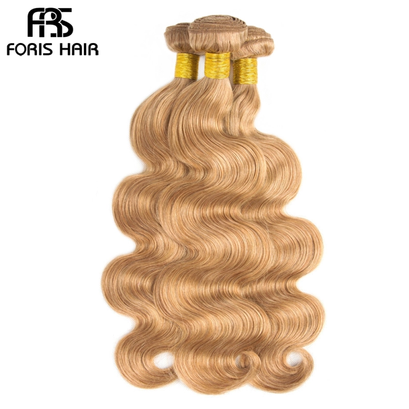 FORIS HAIR 27 Blonde Color Brazilian Body Wave Human Hair Extensions 3 Bundles