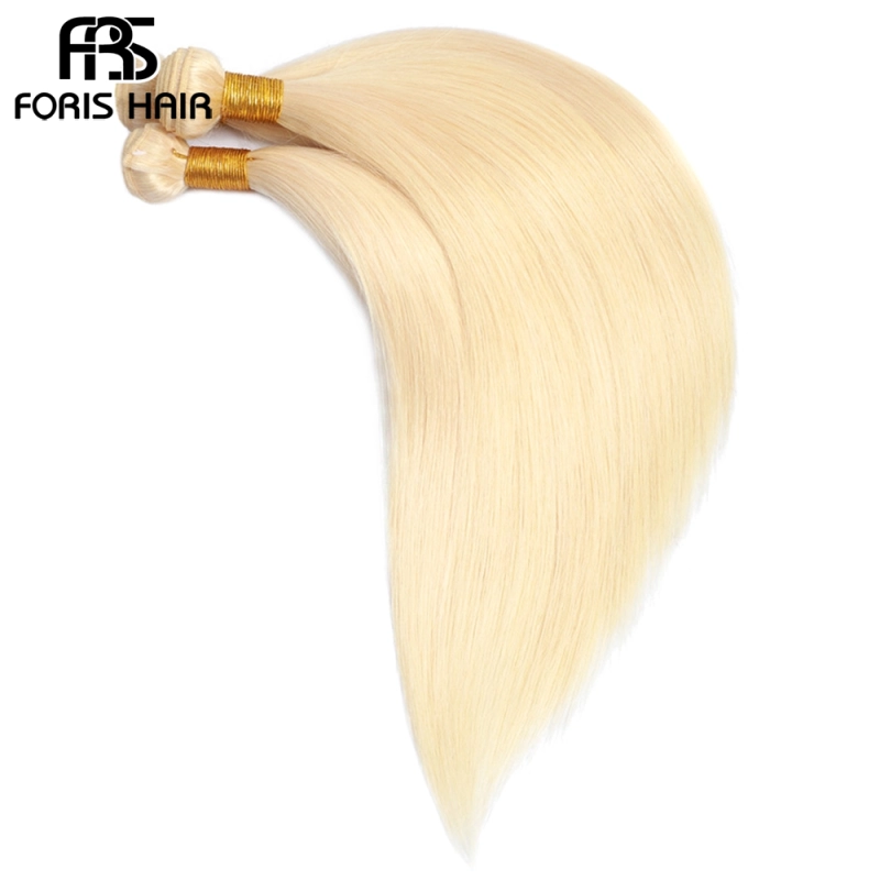 FORIS HAIR 613 Blonde Color Brazilian Straight Virgin Human Hair Extensions 3 Bundles