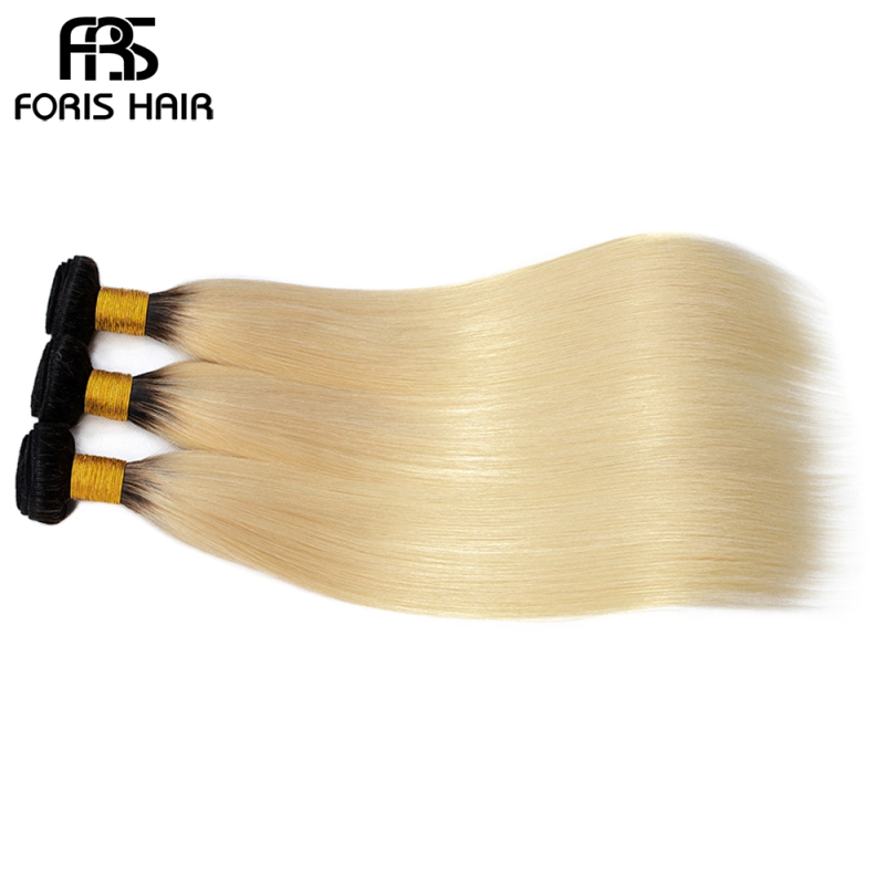 NAMI HAIR Ombre Color T1B/613 Brazilian Straight Virgin Human Hair Extensions 3 Bundles