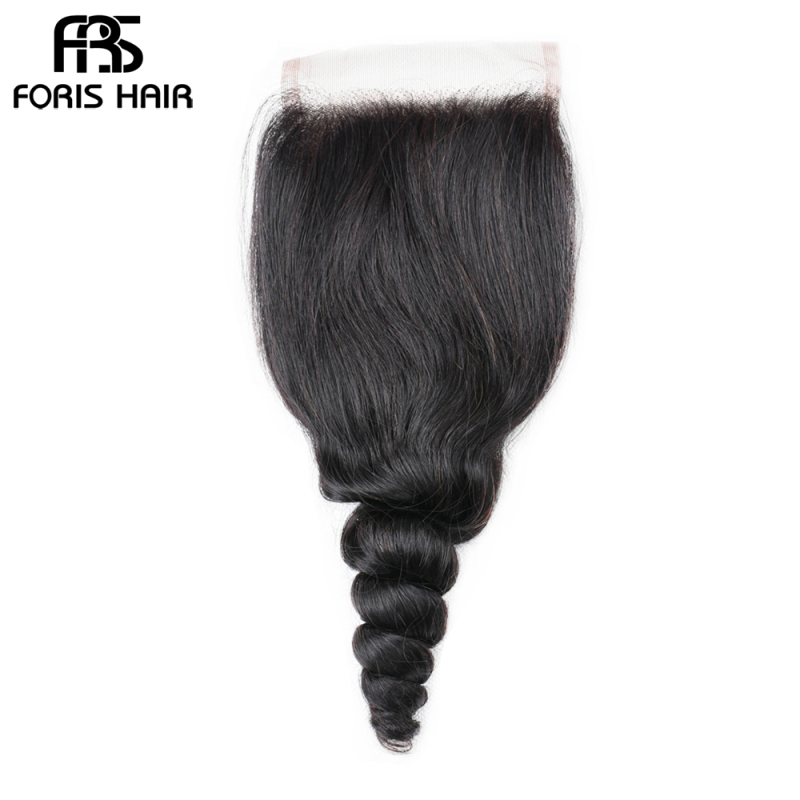 FORIS HAIR 4x4 Lace Closure Loose Wave Virgin Human Hair Natural Color