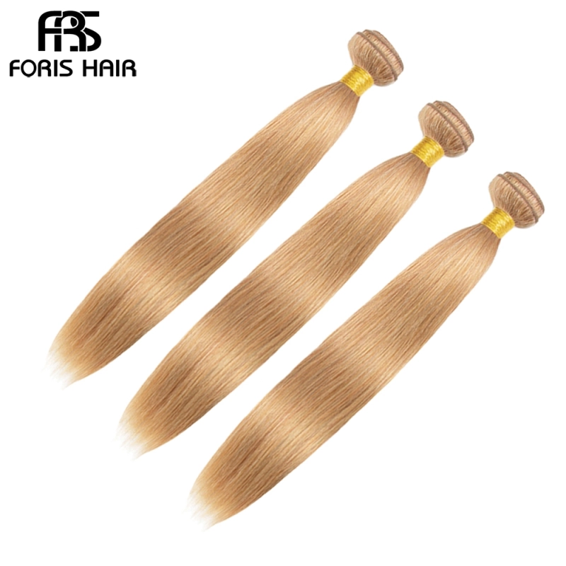 FORIS HAIR 27 Blonde Color Brazilian Straight Human Hair Extensions 3 Bundles