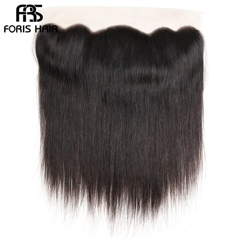 FORIS HAIR Brazilian Straight Virgin Hair 4 Bundles With Lace Frontal Closure Natural Color