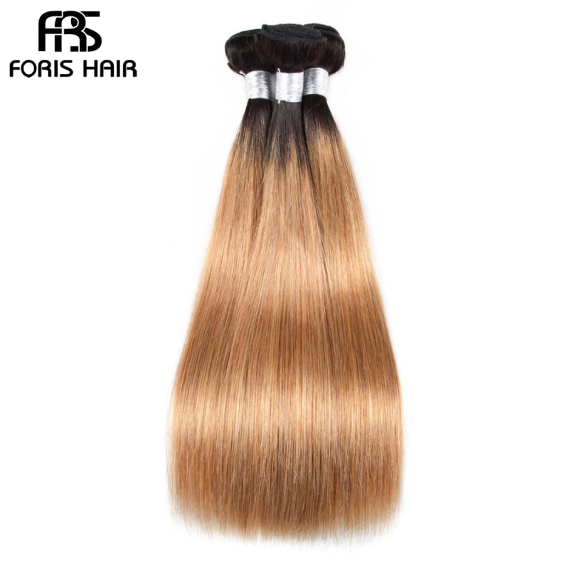 FORIS HAIR Ombre Color T1B/27 Brazilian Straight Human Hair Extensions 3 Bundles