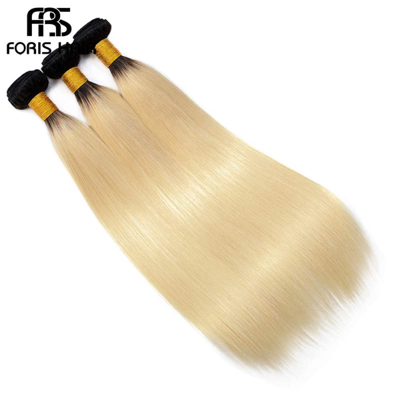 NAMI HAIR Ombre Color T1B/613 Brazilian Straight Virgin Human Hair Extensions 3 Bundles