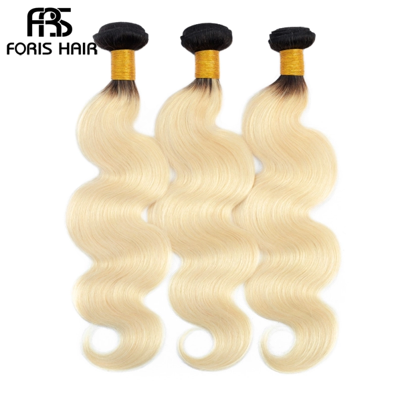 FORIS HAIR Ombre Color T1B/613 Brazilian Body Wave Virgin Human Hair Extensions 3 Bundles