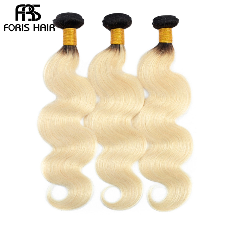 FORIS HAIR Ombre Color T1B/613 Brazilian Body Wave Virgin Human Hair Extensions 3 Bundles