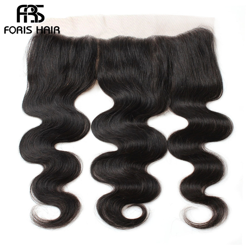 FORIS HAIR Brazilian Body Wave Virgin Hair 3 Bundles With Lace Frontal Closure Natural Color